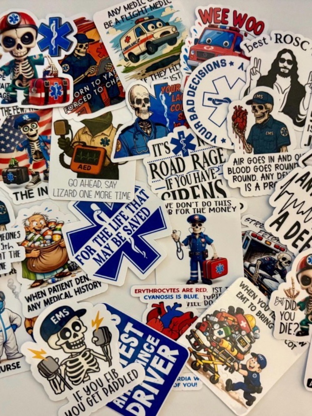 EMS 30 stickers  - Assorted humor Designs for EMS Paramedic EMT